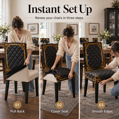 Baroque-Print Stretch Chair Cover