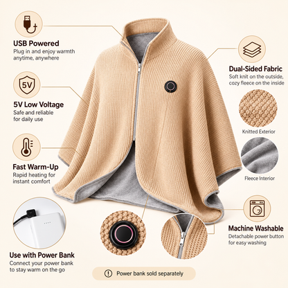 Wearable Heated Blanket Shawl