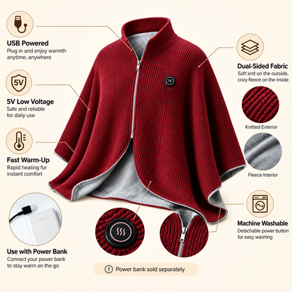 Wearable Heated Blanket Shawl