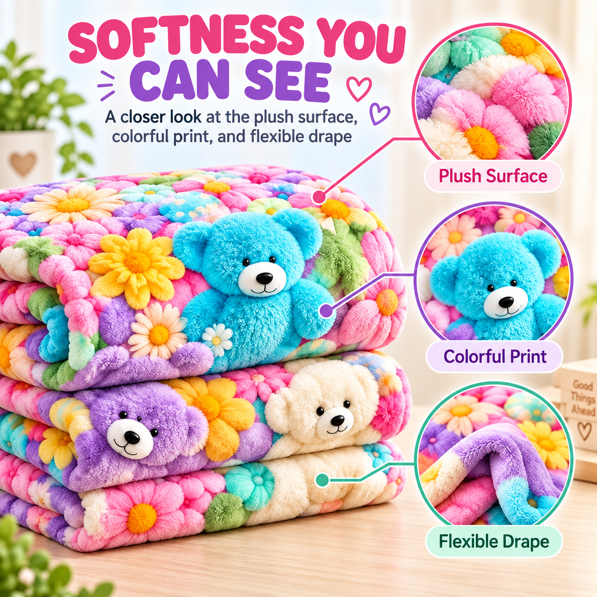 Cute Plush 3D Throw Blanket