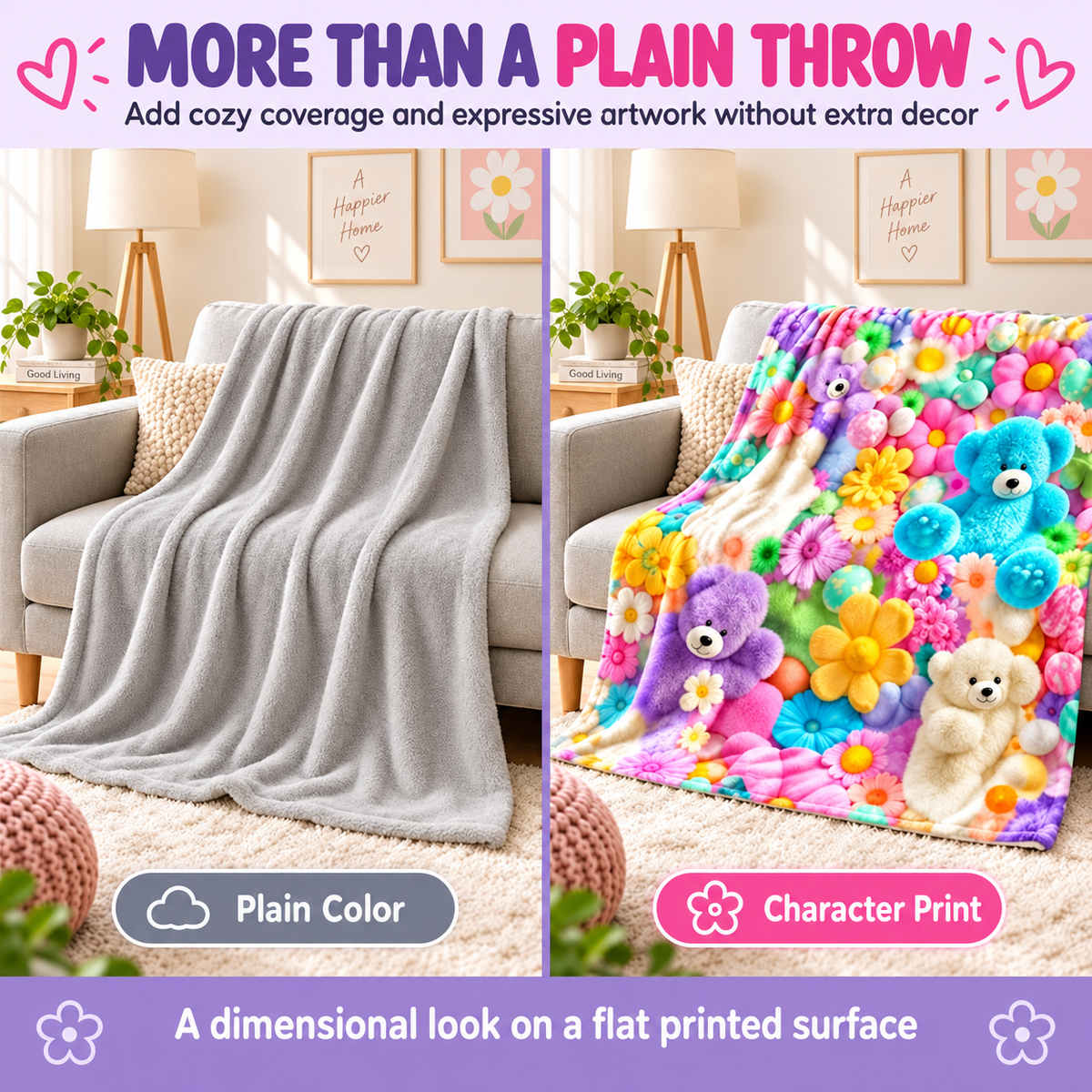 Cute Plush 3D Throw Blanket