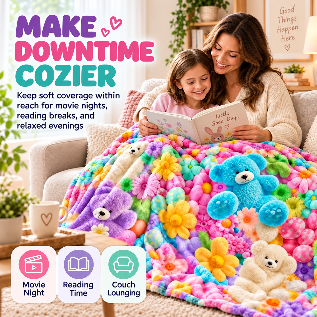 Cute Plush 3D Throw Blanket