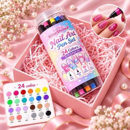 24 Colors Dual Ended Nail Art Pens Set