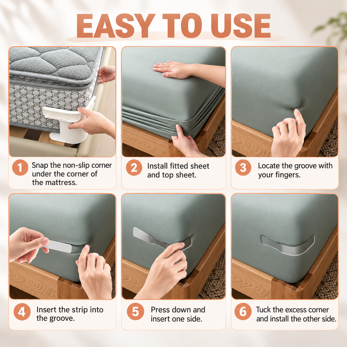 No-Slip Bed Corner Clips