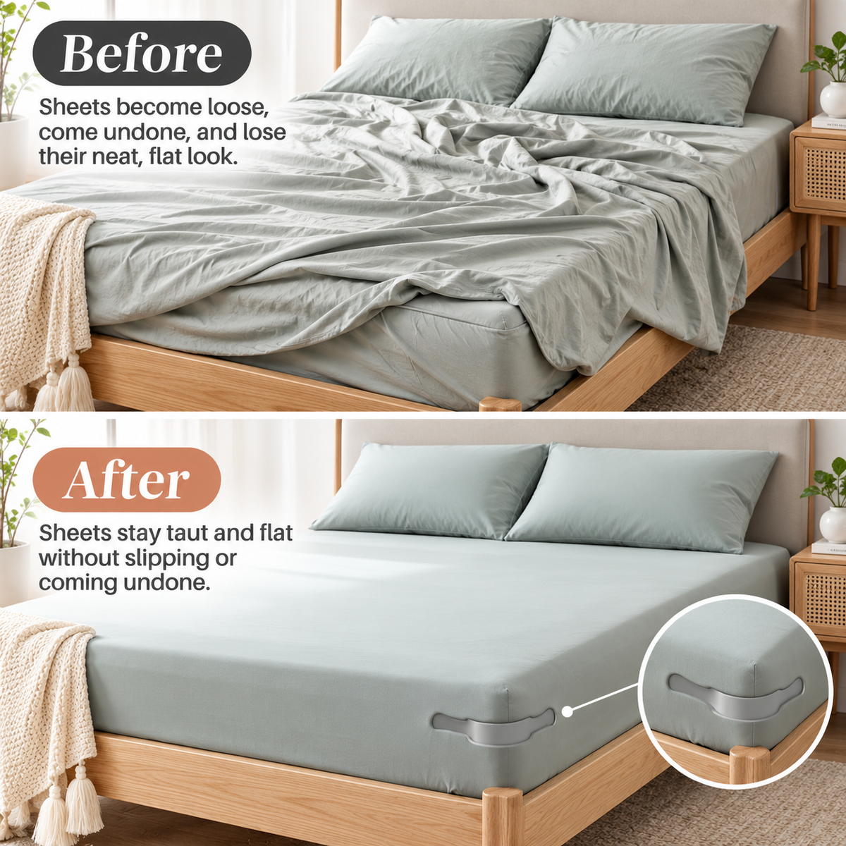 No-Slip Bed Corner Clips