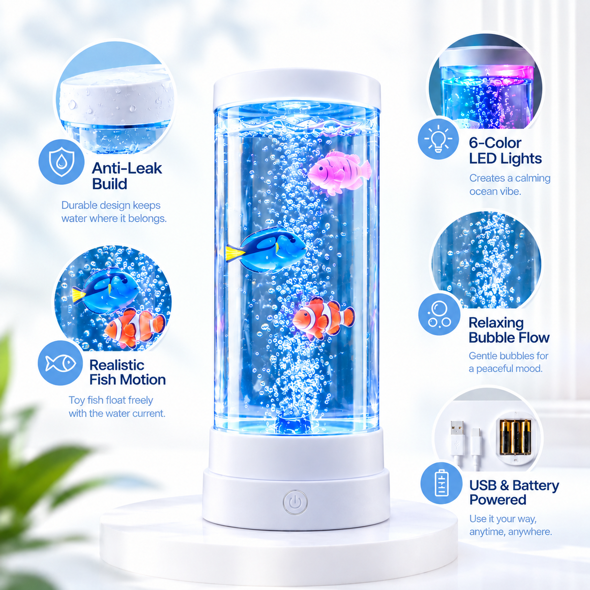LED Bubble Fish Aquarium Lamp