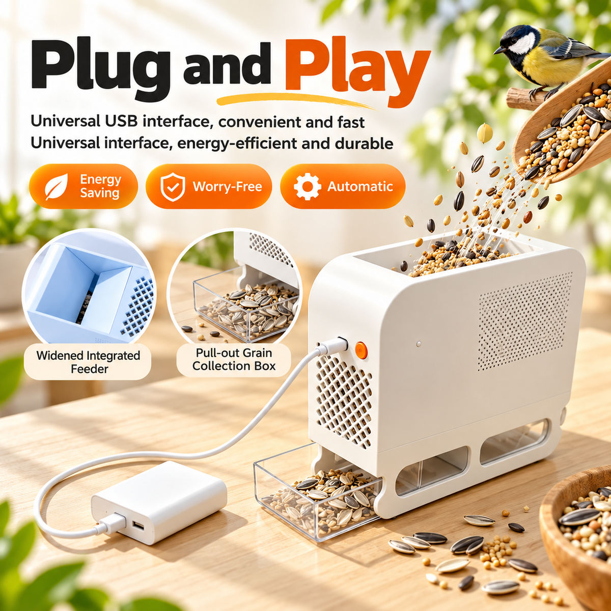 Electric Bird Seed Sheller & Chaff Separator