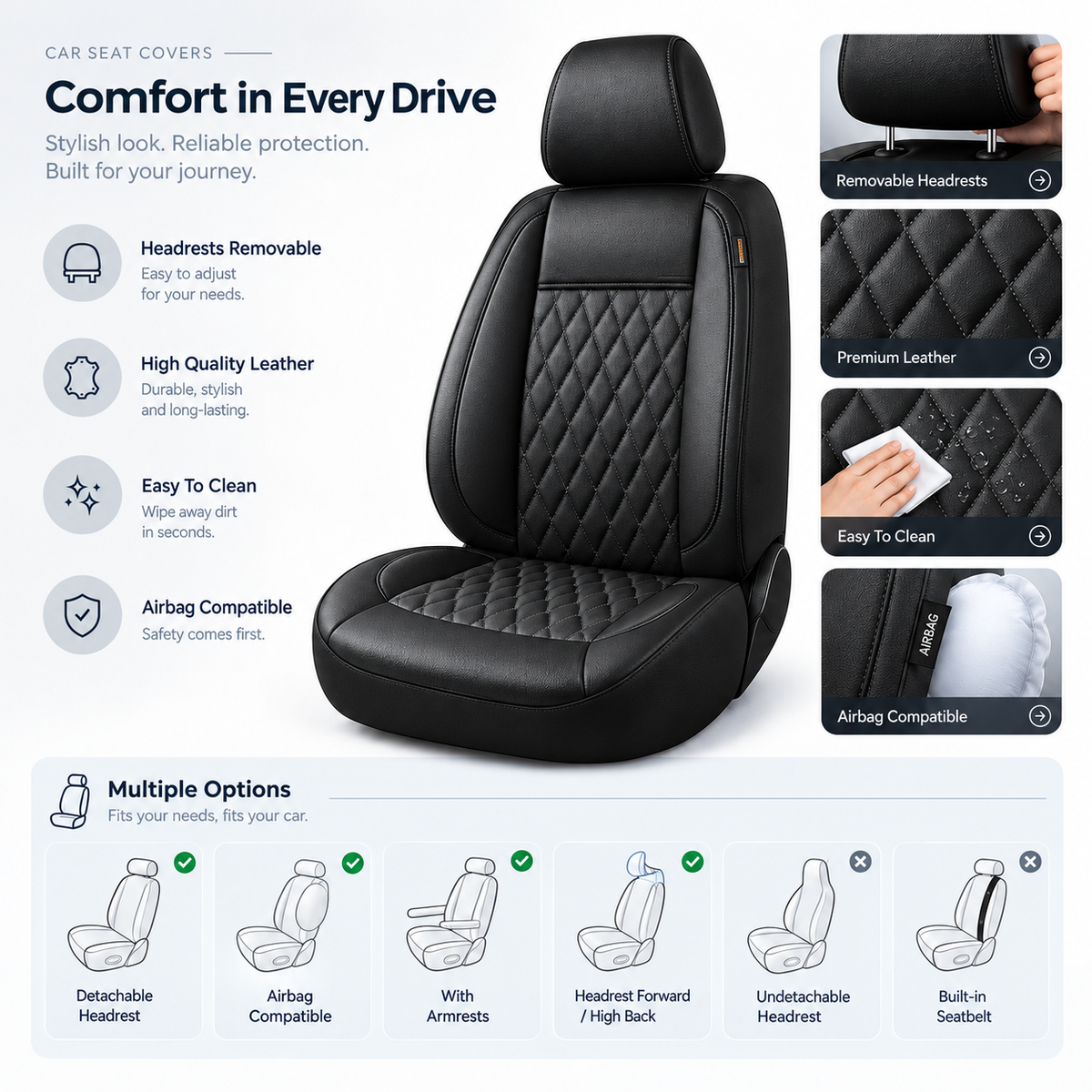 Waterproof PU Leather Car Seat Covers