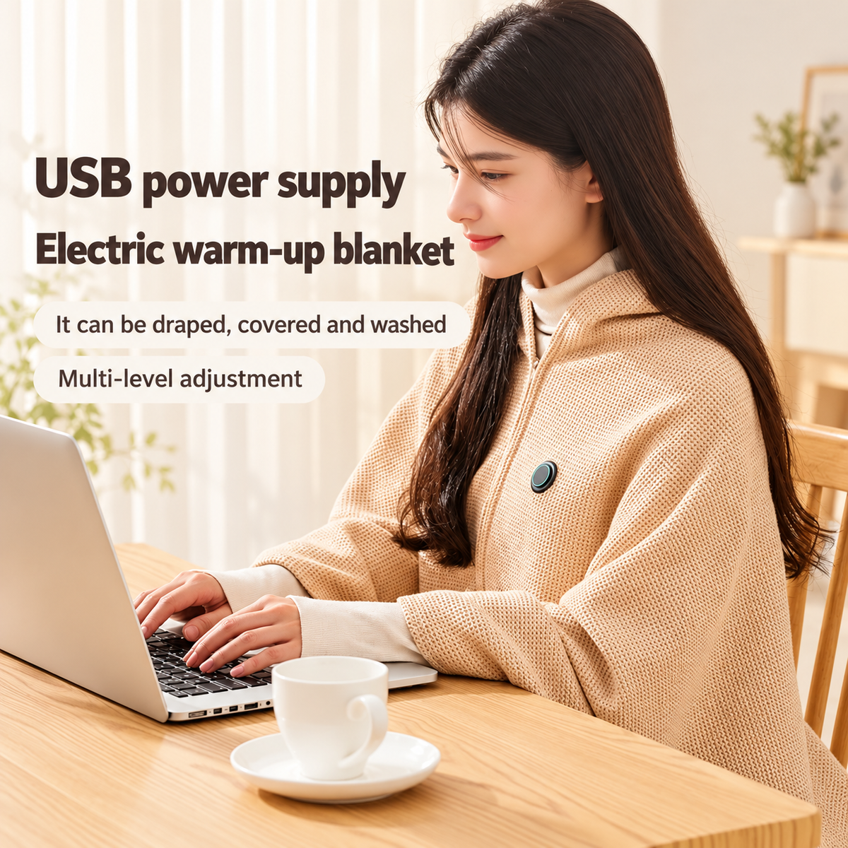Wearable Heated Blanket Shawl