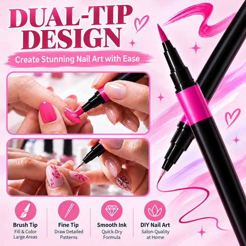 24 Colors Dual Ended Nail Art Pens Set