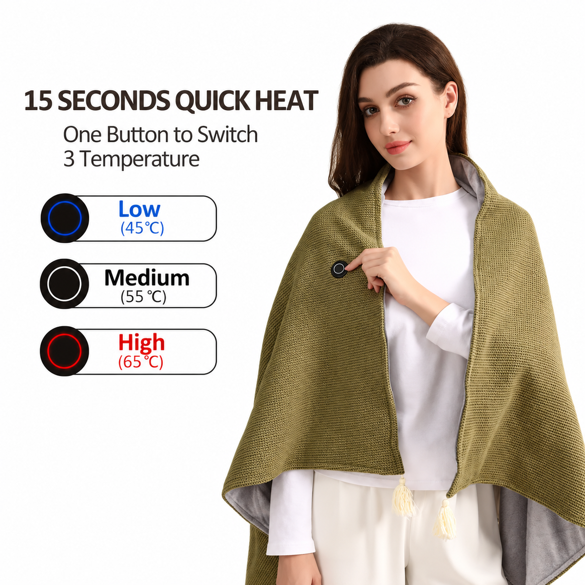 Wearable Heated Blanket Shawl