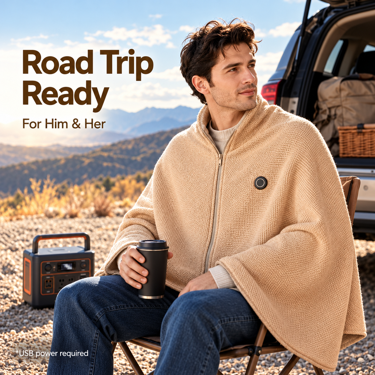 Wearable Heated Blanket Shawl