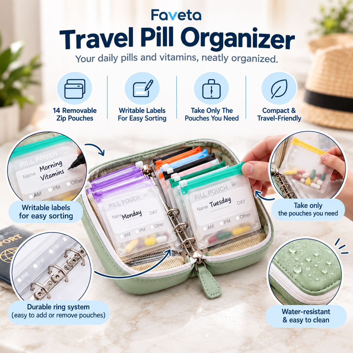 Faveta Travel Pill Organizer
