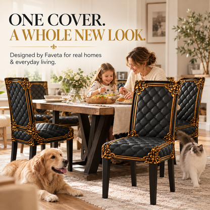 Baroque-Print Stretch Chair Cover